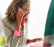 Woman talking on a phone